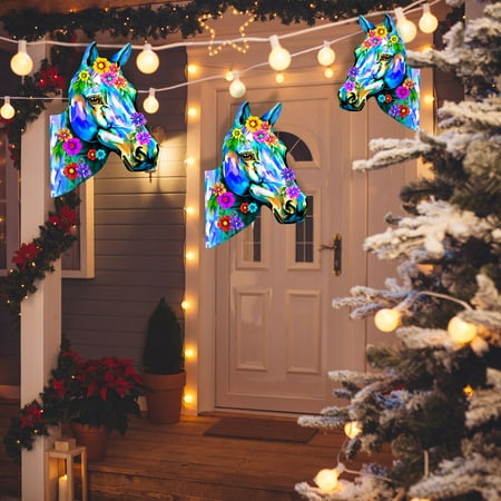 

Lizheee Christmas Ornament Christmas Hanging for outside with Lights Birds off Window 50 Ft Garland with Decorations Stained Glass Drinking Glasses Captivating Christmas Garden Wall Decoration