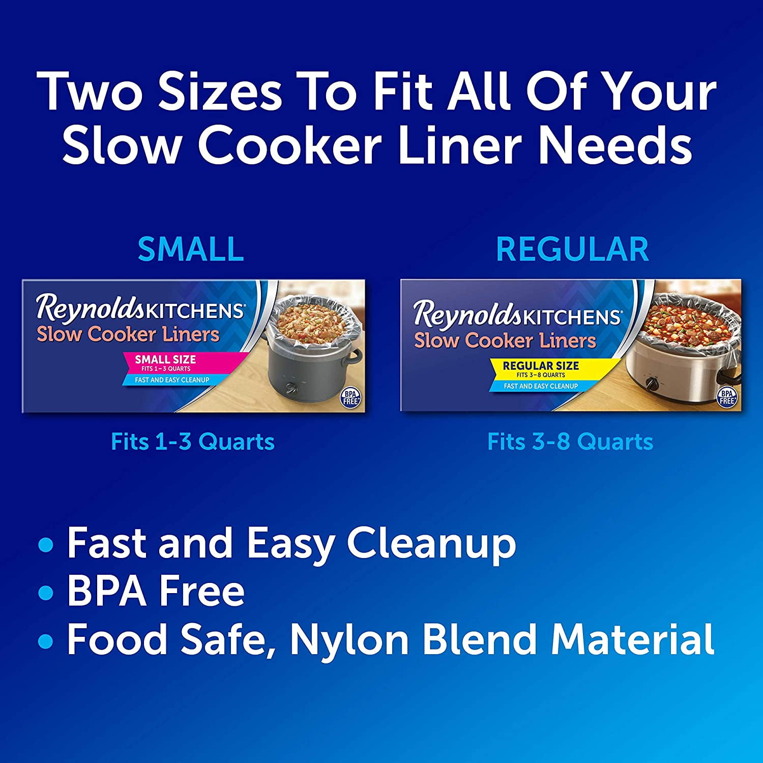 Reynolds Wrap Kitchens Slow Cooker Liners, Regular, Fits 3-8 Quarts, 8  Count NIB