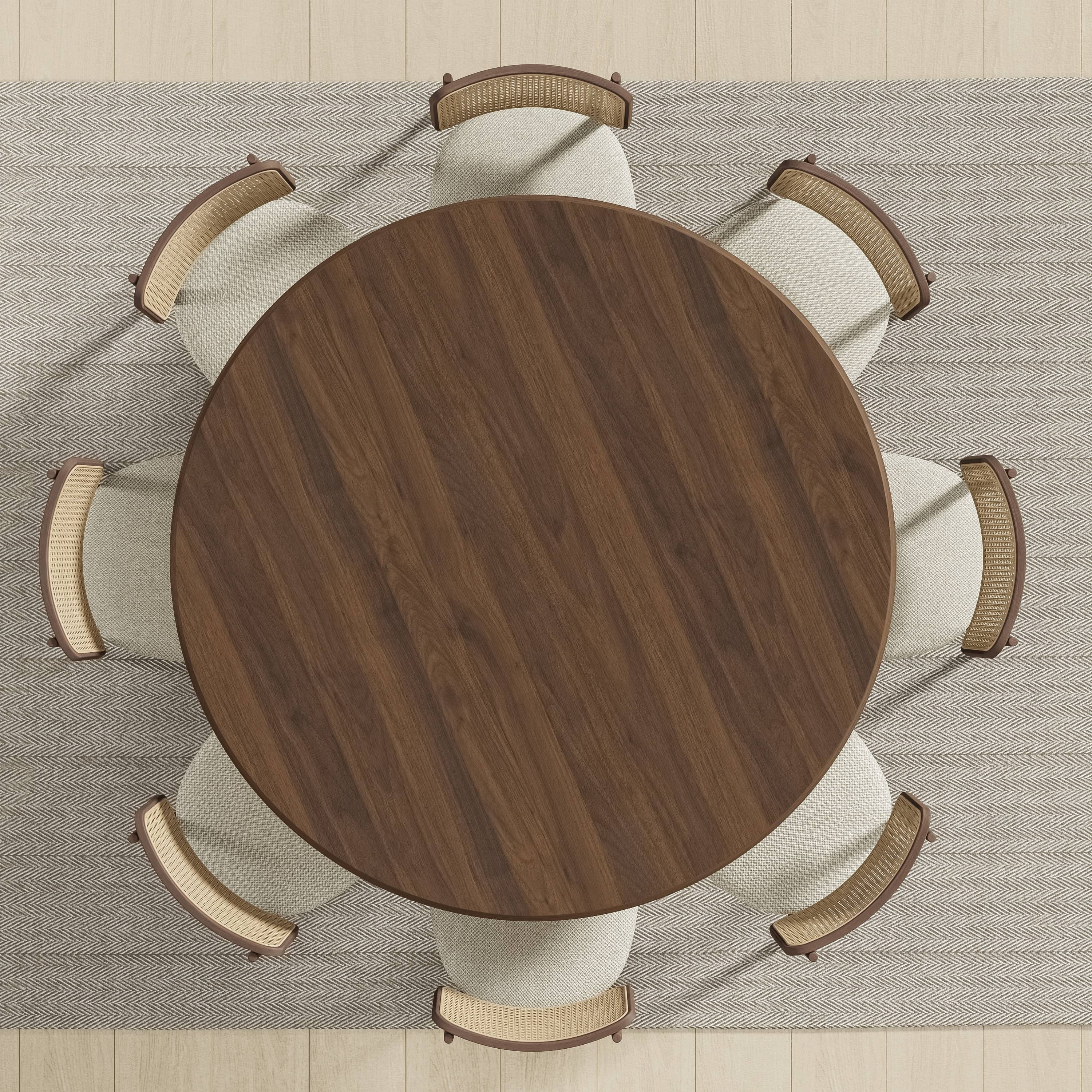 MAYEERTY 60" Round Dining Tables Mid-Century Kitchen Table for Dining Room, Walnut