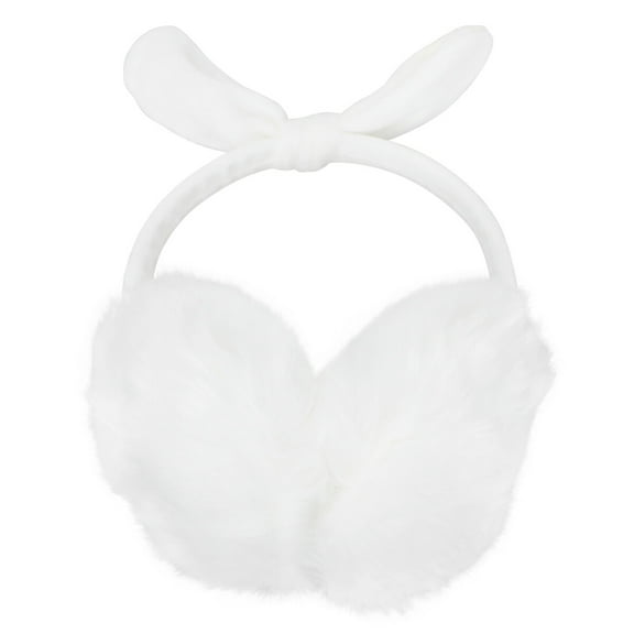 Stri Bowknot Design Earmuffs Rabbit Ear Warmer Winter Ear Covers Headwear for Girls Women (White)