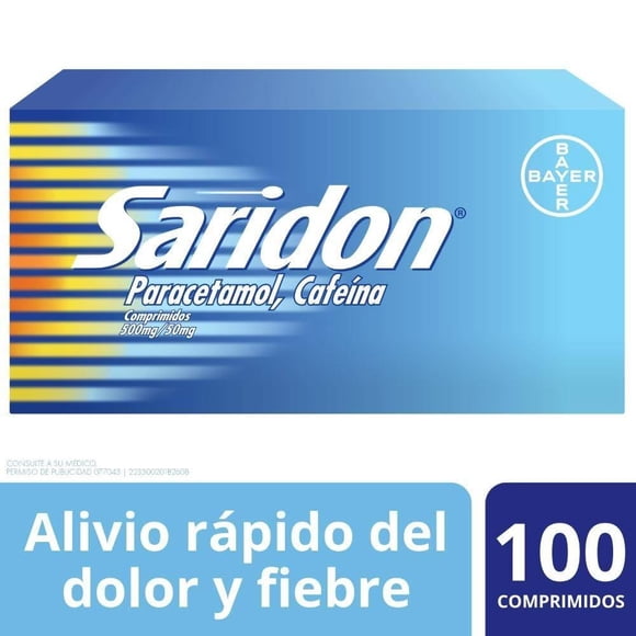 Saridon alivio del dolor de cabeza, caja con 1 tabletas, Paracetamol 5 mg