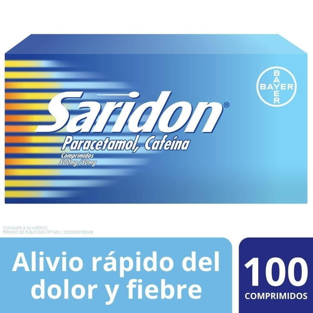 Saridon alivio del dolor de cabeza, caja con 1 tabletas, Paracetamol 5 mg