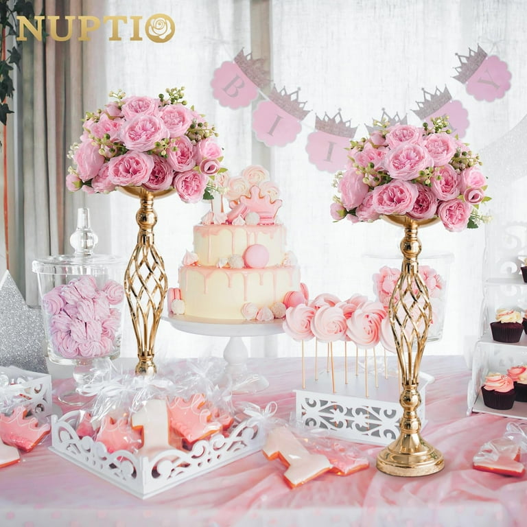 Nuptio 2 Stuks Bruiloft Centerpieces Voor Tafels, 60cm Hoge Gouden Vazen Als Middelpunt Kristallen Metalen Vaas Bloemenstandaardhouders Voor Housewarming Geschenken Vaas Voor Bloemen Kerstreceptie