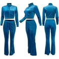 thumbnail image 5 of Women Casual 2 Piece Outfit Tracksuits High Waist Flared Pant Workout Sets with Pockets, 5 of 6
