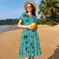 thumbnail image 4 of Lsque Hawaii Palms Print Women's Casual Dress T-Shirt Summer Short Sleeve Scoop Neck Swing Dresses, 4 of 6