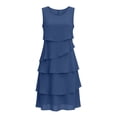 thumbnail image 6 of Eawtki Women's Scoop Neck Sleeveless Mini Dress Multi Tier Chiffon Ruffle Hem Loose Fit Casual Summer Wedding Guest Shift Dress, 6 of 7