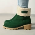 thumbnail image 6 of Mepaouo Winter Boots for Women Slip on Suede Snow Ankle Booties Side Zipper Mid Chunky Heel Outdoor Shoes Green 9.5, 6 of 9