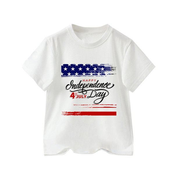 Gibobby Tirantes Para Camisa Camisetas con estampado de texto del 4 de julio para niños pequeños(Blanco, 3-4 Años)