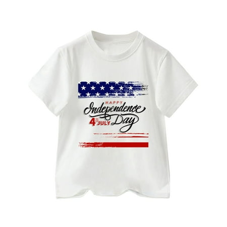 

Toddler Boys 4Th Of July Text Print T Shirts American Flag Shirt Kids Independence Day Patriotic Short Sleeve Tops Summer Clothes