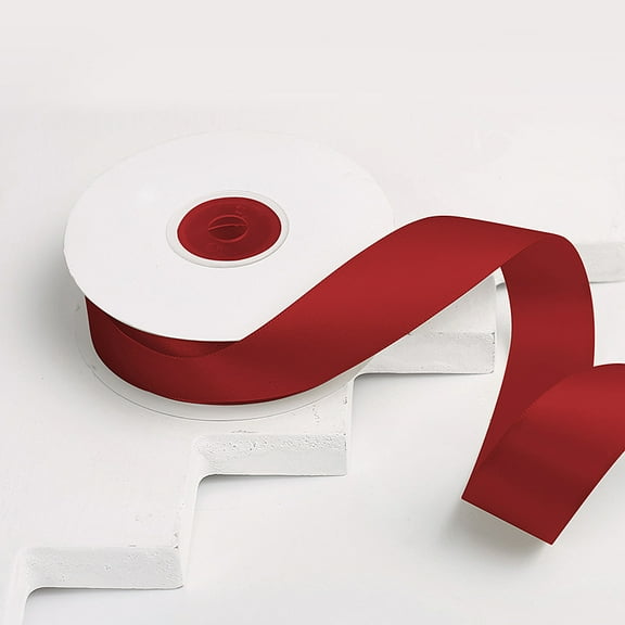 Namzi Double Sided Satin Ribbon for Flower Bouquet, 2.5cm*25yd dark red Premium Satin Ribbon, 1 Roll Ideal for Gift Wrapping, Smooth Durable Ribbon.