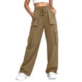 thumbnail image 4 of Mineart Women Solid Cargo Pants Casual Quick Dry Trousers with Elastic Drawstring Waist and Drawstring Hem Multi Pockets Button Trim for Outdoor Hiking, 4 of 9