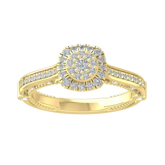 ARAIYA FINE JEWELRY 10K Yellow Gold Round-shape Diamond Composite Ring (1/2 cttw, I2-I3 Clarity, I-J Color) Size 6