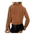 thumbnail image 5 of Seyurigaoka Women’s Juniors Solid Color Corduroy Long Sleeve Short Style Zipper Coat, 5 of 7