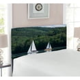thumbnail image 2 of Sailboat Headboard, Sailboats on a Lake Forest Hill Yachting Countryside Coastline Nature Scenics, Upholstered Decorative Metal Bed Headboard with Memory Foam, Twin Size, Green White, by Ambesonne, 2 of 4