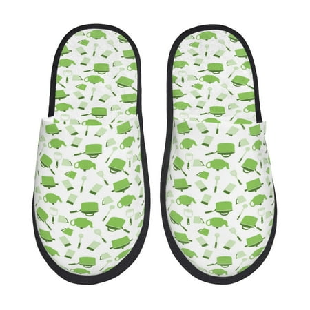 

Fuzoiu Kitchen Utensiles Cooking Pots Print Unisex Furry Slippers Plush Indoor Shoes Trendy House Slippers Anti-Skid EVA Sole House Shoes for Home Office and Travel -Large