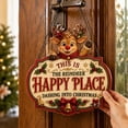 thumbnail image 3 of Christmas Happy Place Wooden Hanging Sign, Retro‑Style Xmas Front‑Door Plaque, Eye‑Catching Festive Hanging Ornament, Weather‑Resistant Wooden Build, 3 of 3