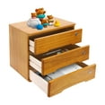 thumbnail image 5 of 3-TIER Wood Yellow Desk Drawer Organizer Case Storage Cabinet Rectangle Tung Wood Desktop Storage Case, 5 of 17