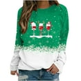 thumbnail image 2 of Femmes Mode Col Rond Noël Manches Longues Tops Chemisier Pull Sweat-Shirt, 2 of 5