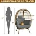 thumbnail image 4 of Dextrus Egg Chair, 385lbs Capacity Large Wicker Outdoor Indoor Egg Chairs with Stand Cushion Egg Basket Chair - Grey, 4 of 6