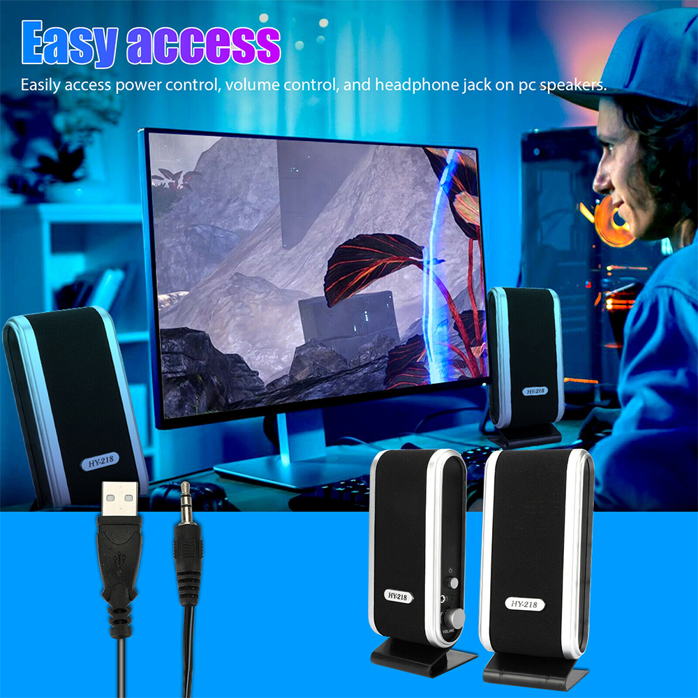 Computer Speakers, 2.0 Stereo 3.5mm Laptop Speakers, USB Speakers 6W RMS Total Power Electronic Computer Speakers, Desktop Speakers, Suitable for PC, Tablet, MP3 - image 4 of 9