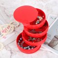 thumbnail image 4 of Jewelry Box Organizer Storage Case Tray Multi-Functional Round Multi-Layer Necklace Earring Holder(red), 4 of 7