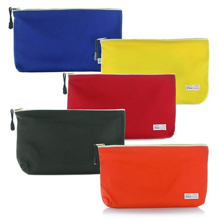 Heavy Duty Canvas Tool Pouches :: Set of 5 Large, Zippered Tool Storage Bags, Color Coded for ...