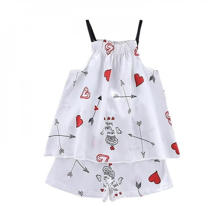 

Clearance!Baby Kids Pajamas Set Girls Clothes Pineapple Pattern Sling Outfits Blouse Tops+Shorts Sleepwear 2pcs Cute Set