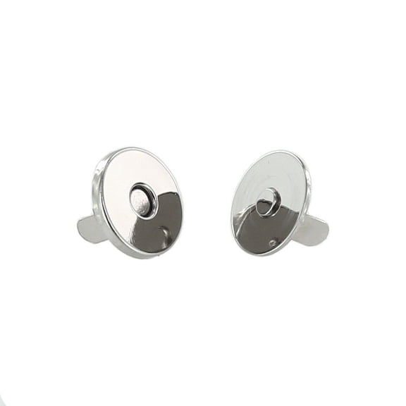 Round Magnetic Snap, Prong Back, Nickel Plate