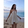 thumbnail image 6 of Women'S Mini Dress Halter Neck Sleeveless Tie Backless Swing Flowy Beach Dresses Summer Clothes White S, 6 of 9