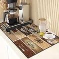 thumbnail image 4 of Coffee Mat for Countertops, Coffee Cup Tea Vintage Dish Drying Mat 2 Pcs for Kitchen Coffee Bar Accessories, Coffee Maker Espresso Machine Dish Rack Hide Stain Rubber Backed 12x19In, 4 of 6