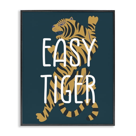 Stupell Industries Modern Easy Tiger Phrase Black Framed Giclee Art, 11 x 14, by Lil' Rue
