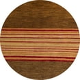 thumbnail image 1 of Ahgly Tapis Rond Abstrait Sedona Brun Lavable en Machine, 3 Pieds Rond, 1 of 7
