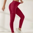 thumbnail image 2 of VSSSJ Yoga Pants for Women with Pockets Tummy Control Skinny Hip Lifting Leggings Color Block Stretchy Comfy High Waist Tight Pants for Running Workout Wine L, 2 of 4