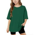 thumbnail image 3 of Bxsruta Shirts for Kids, Children's Oversized Basic Crewneck Tee, Relaxed Fit Unisex Casual T-Shirt, 3 of 8
