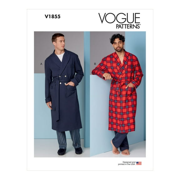 Vogue Sewing Pattern V1855 - Men's Robe and Belt, Size: MXX (40-42-44-46)