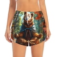 thumbnail image 2 of Susaid Maple Meditating Bear Print Women's High Waisted Running Shorts Quick Dry Athletic Gym Track Workout Shorts Zip Pocket-Small, 2 of 7