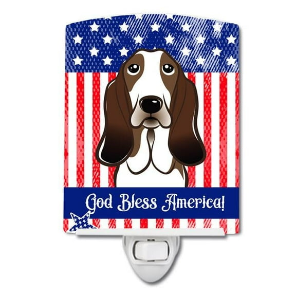 Caroline's Treasures BB2173CNL Flag and Basset Hound Ceramic Night Light, 6x4x3", multicolor