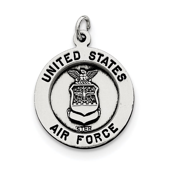 Sterling Silver Antiqued Saint Michael Air Force Medal QC5703 (26mm x 20mm)