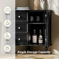 thumbnail image 4 of 2-Door Wooden Storage Sideboard with Faux Six-Drawer Design Spindle Legs for Living Room Black, 4 of 10