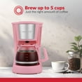 thumbnail image 5 of Holstein Housewares - 5 Cup Drip Coffee Maker - Convenient and User Friendly with Permanent Filter, Borosilicate Glass Carafe, Water Level Indicator, Auto Pause /Serve and Keep Warm Functions, Pink, 5 of 8