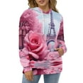 thumbnail image 4 of Pink Rose And Eiffel Tower Men's Women New Sweatshirt Hoodie Men's Plus Size Sweatshirt Hooded Sweatshirt 3d Printed Street Men's Cloth, 4 of 6
