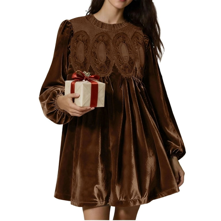 chinese dress ladies Live Loud Lace Mini Dress Brown
