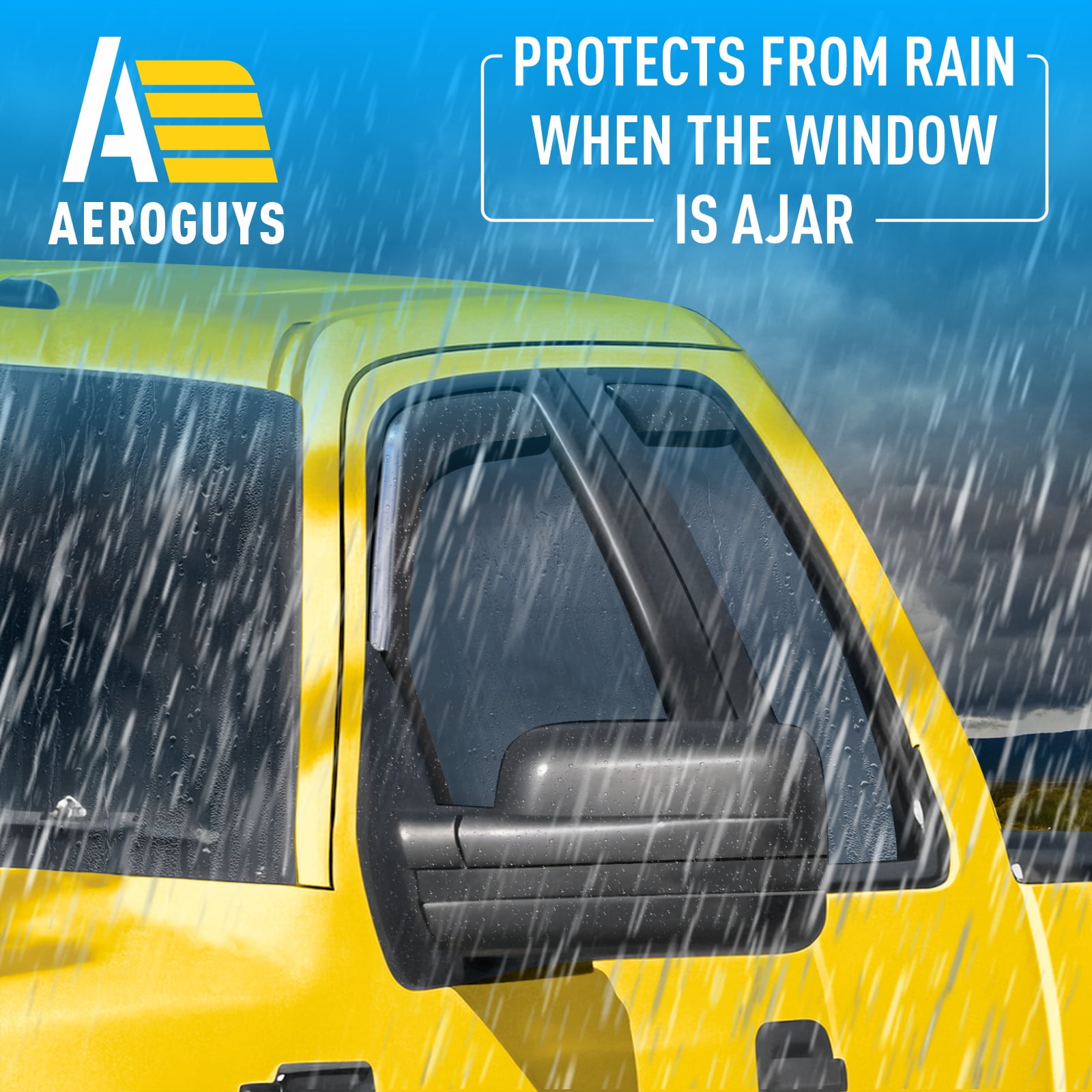 AEROGUYS In-Channel Window Deflectors Extra Durable Window Visors Rain Guards Fit for Ford F150 2004-2014 SuperCab, Sun Visors, Wind Vent Visors, Window vent shades, Car Accessories - 4 pcs. AG0647