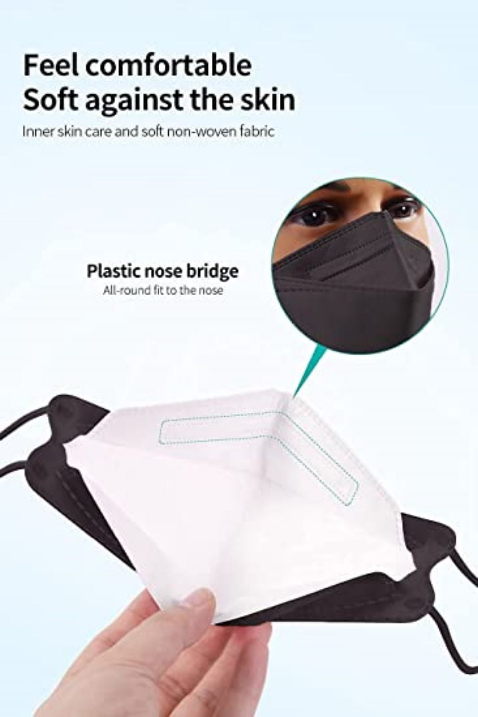 Korea Black Disposable K.F94 Face Masks 4-Layer Filters Breathable Comfortable Protection, Protective Nose Mouth Covering Dust Mask Made in Korea , for Male Female 100 Pack