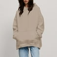 thumbnail image 2 of Pxxlle Oversized Hoodies for Women Loose Fitting Drop Shoulder Long Sleeve Hooded Sweatshirts with Pockets Solid Color Long Sweatshirt Khaki S, 2 of 7