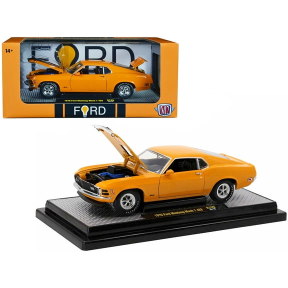 1970 Ford Mustang Mach 1 428 Grabber Orange with Black Stripes Limited Edition to 5250 pcs 1/24 Diecast Model Car by M2 Machines