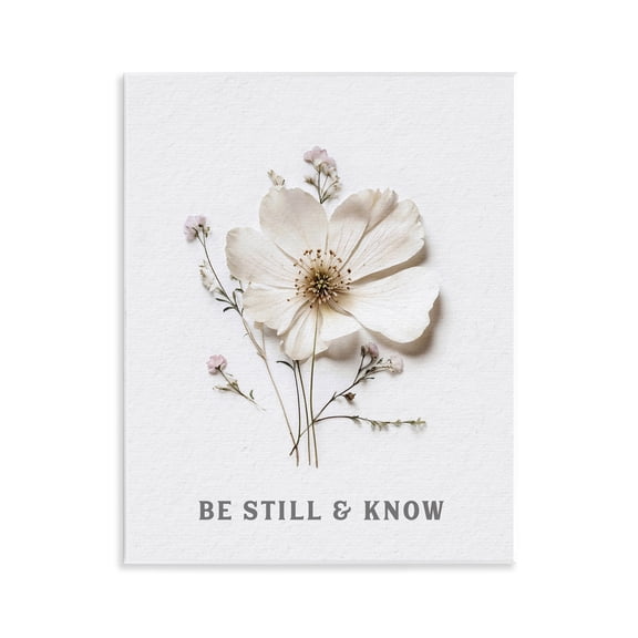 Be Still & Know Pressed Flowers Wall Plaque Art, design by Lettered and Lined
