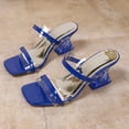 thumbnail image 2 of Blue Ladies Footwear With Blue Pu Upper Transparent Toe Detail Open Toe And Chunky High Heel For A Fashion-Forward Vibe, 2 of 9