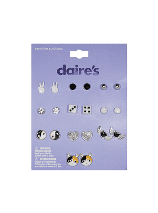 Claire's Girls Teen Silver And Rhinestone Cross Earring Set, Stud And  Dangle Earrings, 4-Piece