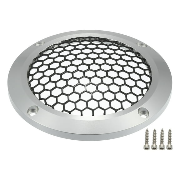 Unique Bargains 1 Set 4" Car Speaker Grills Cover Mesh Audio Subwoofer Protector with Mounting Screws Silver Tone Black